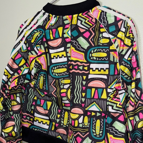 Adidas Sports Track Jacket Youth Size Small Geometric Multicolor Retro Athletic - Picture 13 of 13